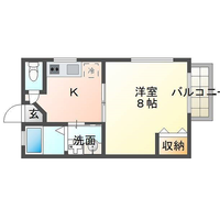 ロンサール（延岡市　愛宕町）＜１K・角部屋＞の間取り図
