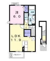 レジデンス　ミモザ　（延岡市　桜園町）＜1LDK・2階＞の間取り図
