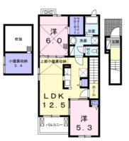 スマイルメゾンⅠ　(延岡市　川原崎町)＜2LDK・2階＞の間取り図
