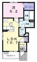 SK　パレス　（延岡市　川原崎町）＜1LDK・1階＞の間取り図