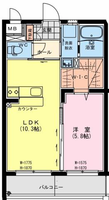 ベイシティコート　（延岡市　粟野名町）<1LDK Bタイプ＞の間取り図