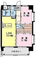 サンモール北小路　（延岡市　北小路）＜2LDK＞の間取り図