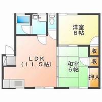 サザンクロス（延岡市　伊形町）＜2ＬＤＫ＞の間取り図