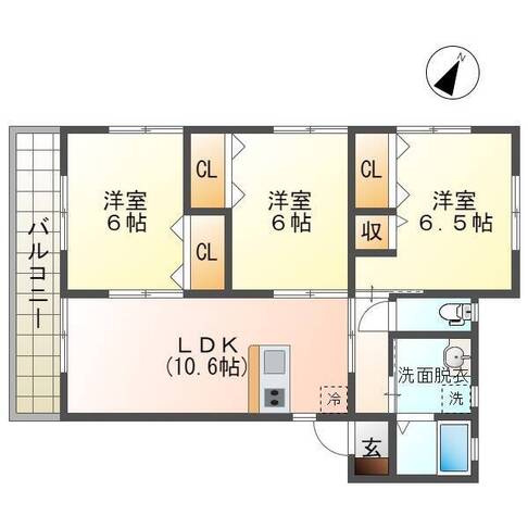 スカイラークM　K棟（延岡市　岡富町）＜3LDK＞101号室