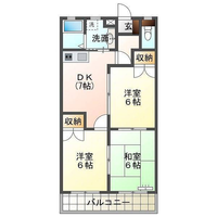 ラベンダーⅡ　（延岡市　浜町）＜３DK＞の間取り図