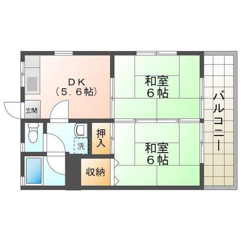 吉田ハイツ　（延岡市　惣領）＜2DK＞202号室