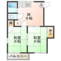 ホワイトハウスⅠ（延岡市　若葉町）＜2DK＞の間取り図