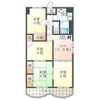  パークフロント桜小路（延岡市　桜小路）＜4DK・東側＞の間取り図