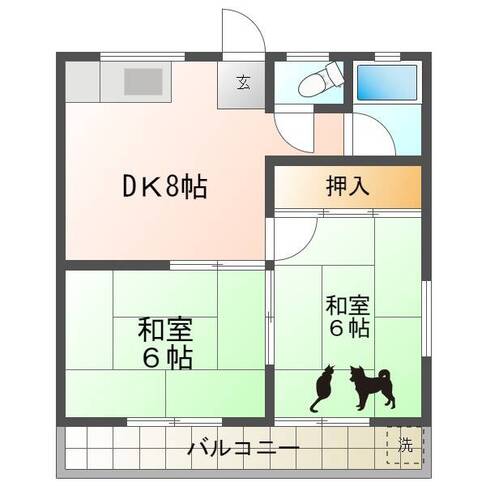 サクラハイツⅡ　(延岡市　野田町)＜2DK＞201号室