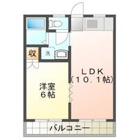 コーポヤマモト（延岡市　平原町）＜1LDK・B  type＞の間取り図