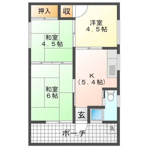 内田アパート　（延岡市　平原）＜3K＞2階号室