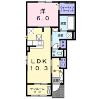 メゾン・ド・ボヌール　（日向市　春原町）＜1LDK・1F＞の間取り図