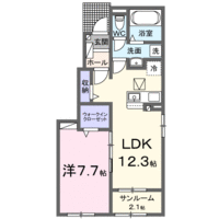 ニュー　グリーン　ハウス　（日向市　財光寺）＜1LDK・1F＞の間取り図