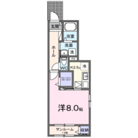 サウスウェー　Ⅶ（延岡市　野地町）＜1K・1階＞の間取り図