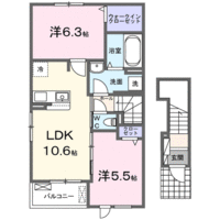 グランデュール　N　ファインⅡ（延岡市　牧町）＜2階・2LDK＞の間取り図