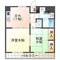 らふぃーね甲　（延岡市　野地町）＜２DK＞の間取り図