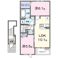 ゼファー川原崎Ⅱ（延岡市　川原崎町）＜2階・2LDK＞の間取り図