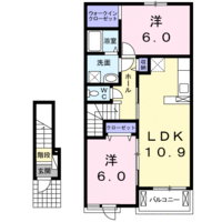 H・CANTIK　Ⅲ（日向市財光寺）＜2LDK・2階＞の間取り図