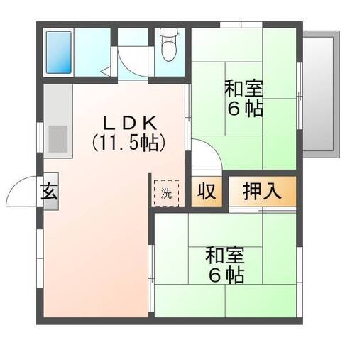 グリーンヒルズ大貫　（延岡市　大貫町）＜２LＤＫ＞208号室
