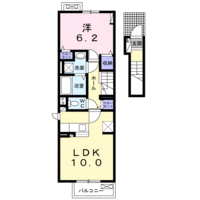 オーシャンゲート (日向市　中堀町)＜1LDK・2階＞の間取り図