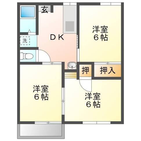 グランドメゾン福寿C　（延岡市　平原）＜３DK＞201号室