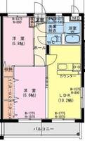 コト　パレス（日向市　永江）＜2LDK＞の間取り図