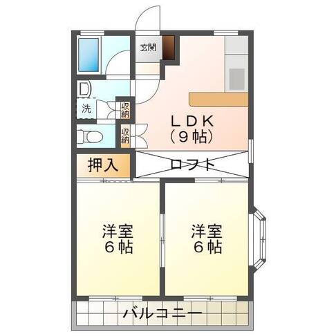 エレガンス大貫（延岡市　大貫町）＜2LDK+ロフト・2階＞202号室