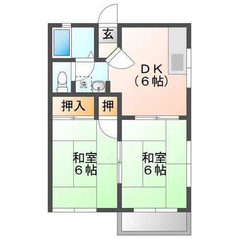 ファミールJUN　B　（延岡市　出北）＜2DK＞202号室