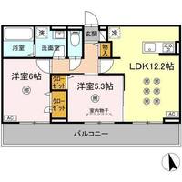 セントラルヴィラⅢ（延岡市　古川町）＜02号室・2LDK＞の間取り図