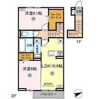 D-resena古川Ⅱ（延岡市　古川町）＜2階・2LDK＞の間取り図