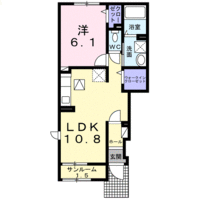 ラシュレR（延岡市　惣領町）＜1LDK・1階＞の間取り図