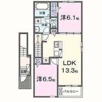 レジデンス　ハイブリッジⅡ（日向市　南町）＜2LDK・2階＞の間取り図