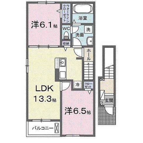 サウスウェーⅧ　Ａ（日向市　大字財光寺）＜2LDK・2階＞