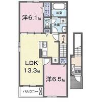 サウスウェーⅧ A(日向市 大字財光寺)<2LDK・2階>の間取り図