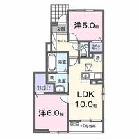 ジャスティン・パレス（日向市　江良町）＜2LDK・1階＞の間取り図