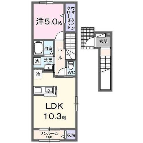 サニートロン福住　２（延岡市　大貫町）＜1LDK・2階＞205号室