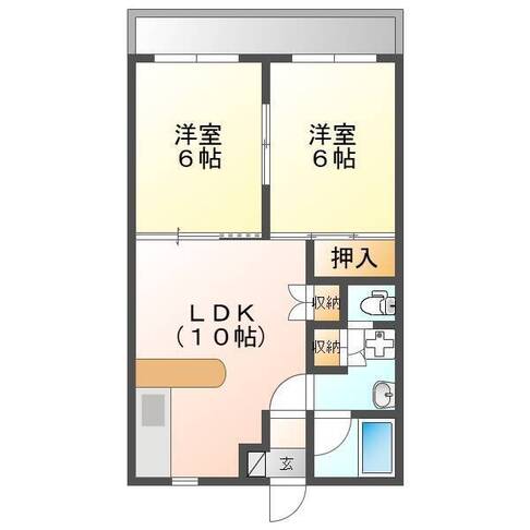 エレガンス大貫（延岡市　大貫町）＜2LDK・1階＞