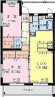 サンテラス・TUTOMI（日向市　新生町）＜2LDK・角部屋＞の間取り図
