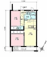 アルコテラーサ　N　（延岡市　中川原）＜2LDK＞の間取り図