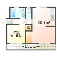 山口アパートA　（延岡市　本小路）＜1LDK＞の間取り図