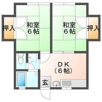 ハイツあいかむ３（延岡市　出北）＜2DK・中部屋＞の間取り図