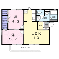 サンヴェールハイツ南（延岡市　旭ヶ丘）＜2LDK・2階＞の間取り図