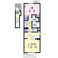 La・CaSa NOAH（延岡市　伊形町）＜1LDK・2階＞の間取り図