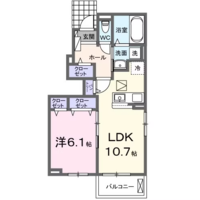 ハッピーメゾンⅧ　A（延岡市　別府町）＜1LDK・1階＞の間取り図