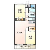 ガイアパレス協栄（延岡市　恒富町）＜2LDK＞の間取り図