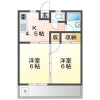  びーどろハイムⅡ（延岡市　浜町）＜2K・1階＞の間取り図