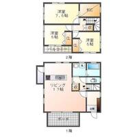 柚の木田貸家（延岡市　柚の木田町）＜3LDK・2階建＞の間取り図