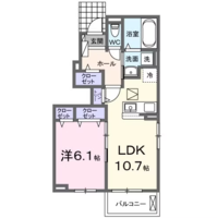 ハッピーメゾンⅧ　C（延岡市　別府町）＜1LDK・1階＞の間取り図