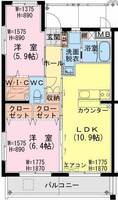 トレジャー　ビルド（日向市　財光寺）＜2LDK・角部屋＞の間取り図