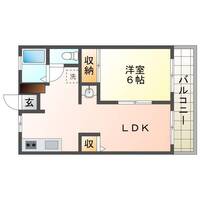 コーポ古川（延岡市　古川町）＜1LDK・中部屋＞の間取り図